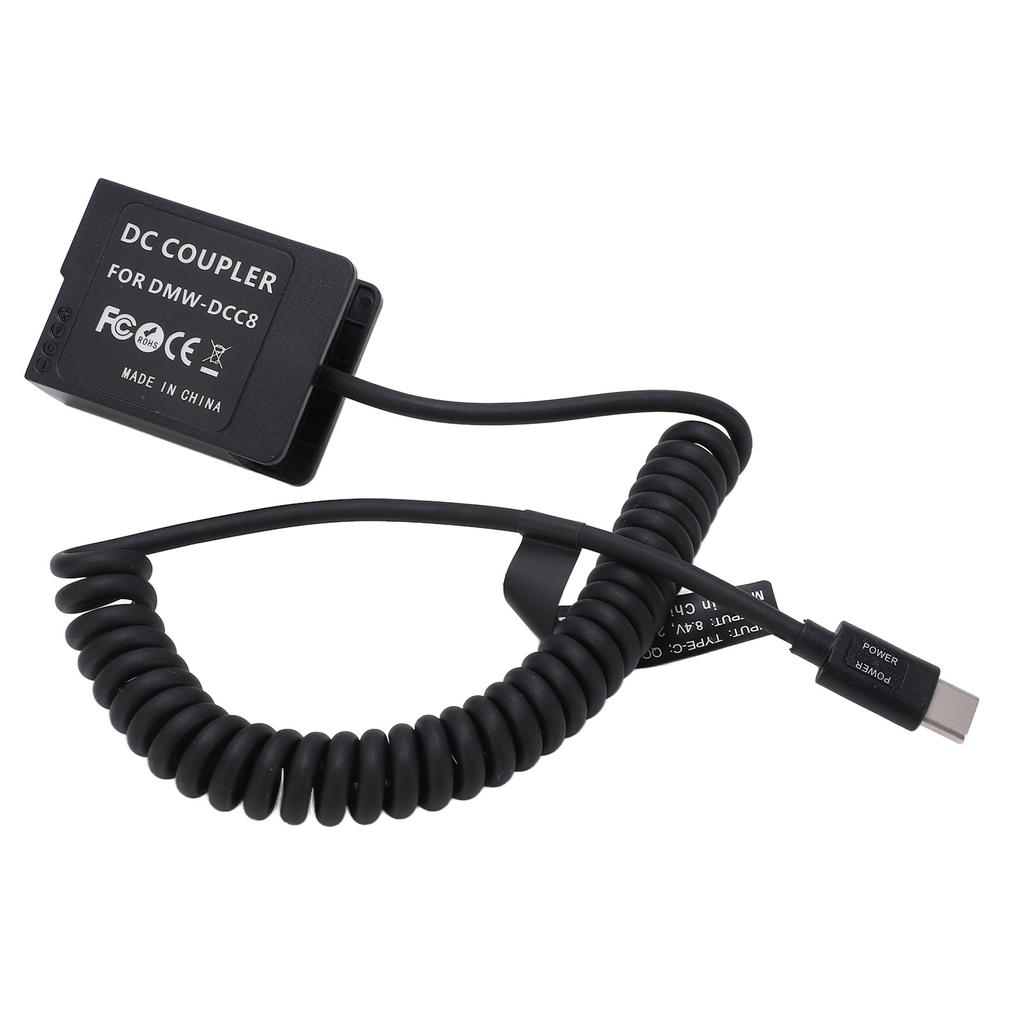 Тип C DMWDCC8 Полностью декодированный адаптер-муфта для аккумулятора-пустышки с гибким пружинным кабелем для камеры G5