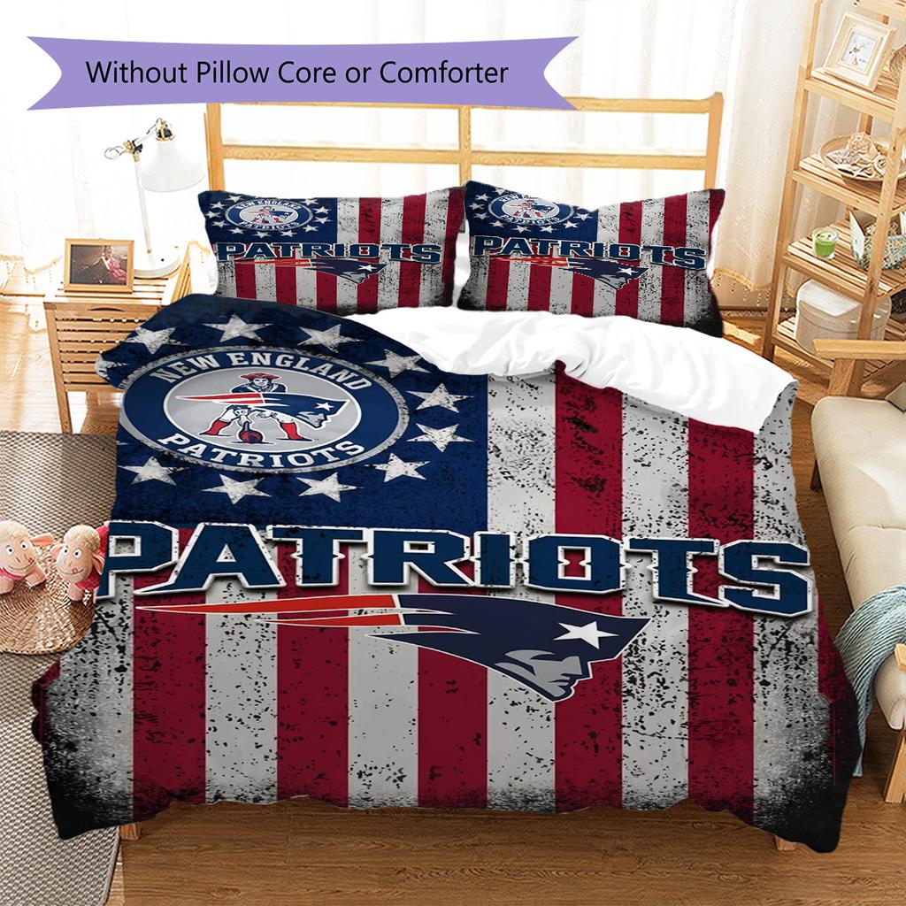 New England Patriots Pattern Bedding Set Quilt Cover Pillowcase Home Decor Gift (1 * duvet cover + 2 * pillowcase, without core)