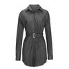 Women's Shirt Collar Fashionable Elastic Waist Pleated Long Sleeved  Dress