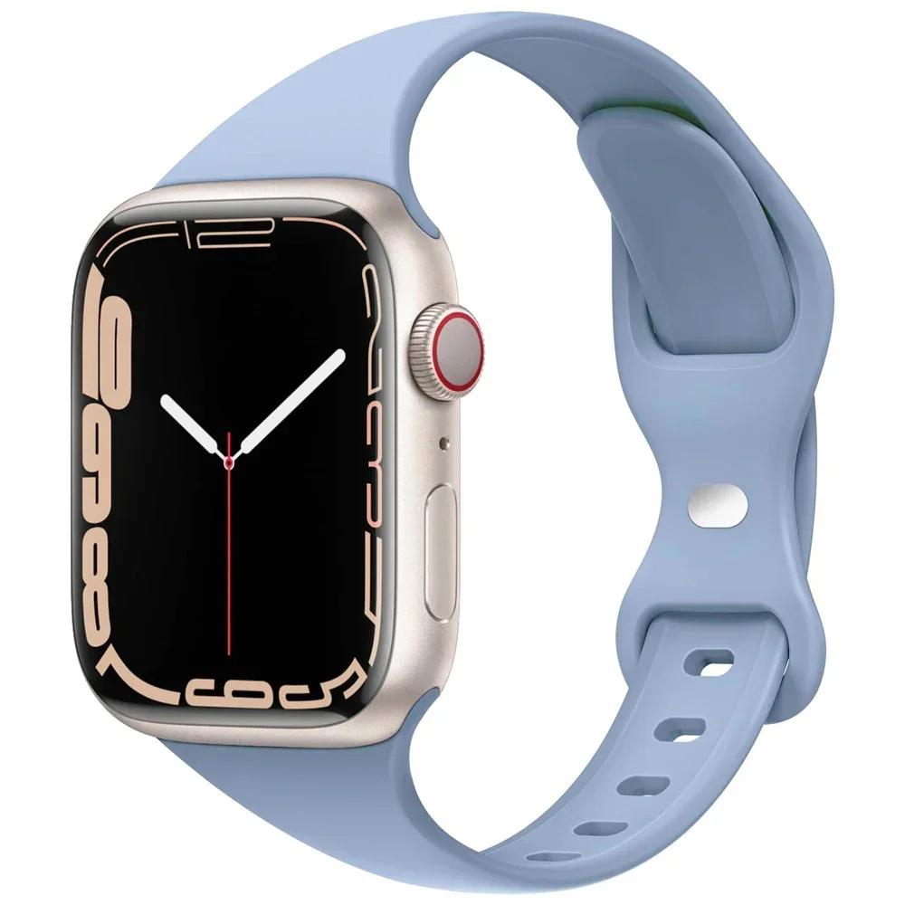 Тонкий силиконовый ремешок для Apple Watch 11 10 46 мм Ultra 3-2 49 мм серии 9-8-7 41 мм 45 мм 44 мм спортивный браслет iWatch 4 6 5 SE 3 ремешок
