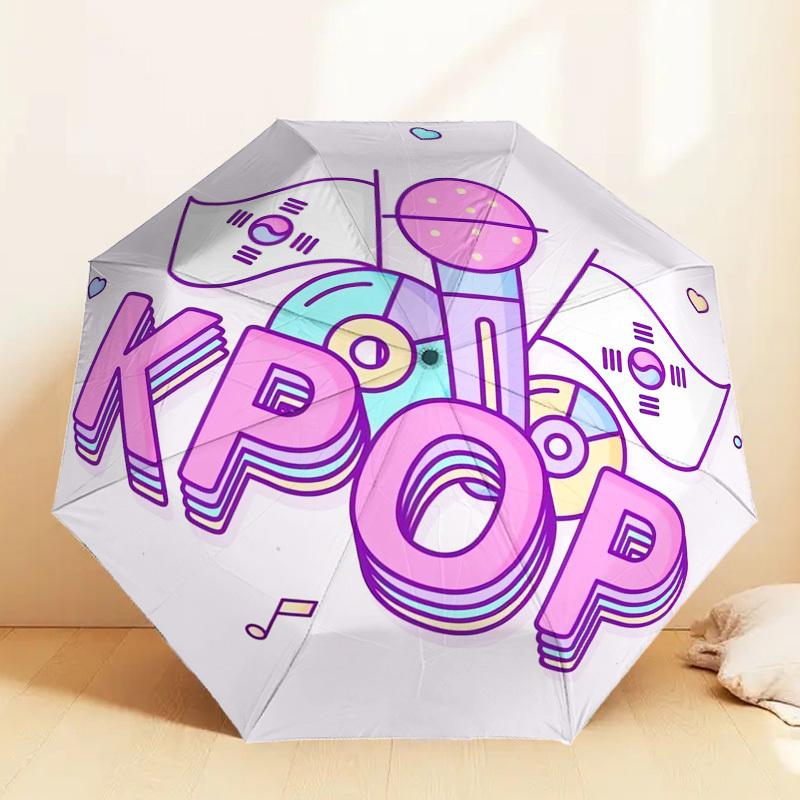 1 шт. Зонт с K-POP МУЗЫКАЛЬНЫМ рисунком, Автоматическое открытие и закрытие, Качественный дорожный зонт, c1128104