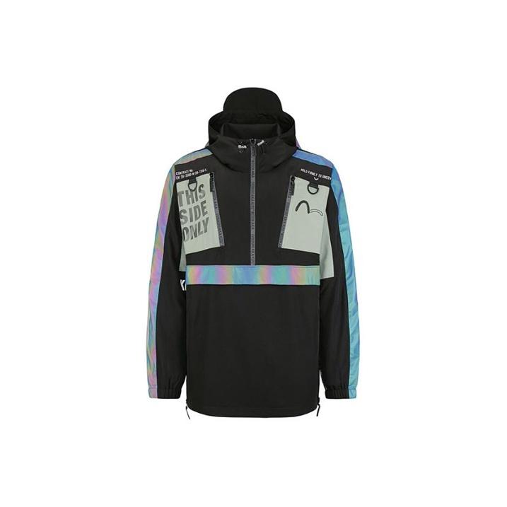 Evisu SS20 Многоцветная Куртка с Капюшоном Принт Kurox Мужская Куртка Черный Темно-Зеленый 2ESGNM0JK746LF