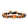 Double-Sided Crown Bracelet: Imitation Amber, Tiger Eye, and Volcanic Stone Beads
