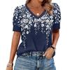 Женская Мода Повседневная V-образный вырез Короткий рукав Принт Рубашка Женские Топы