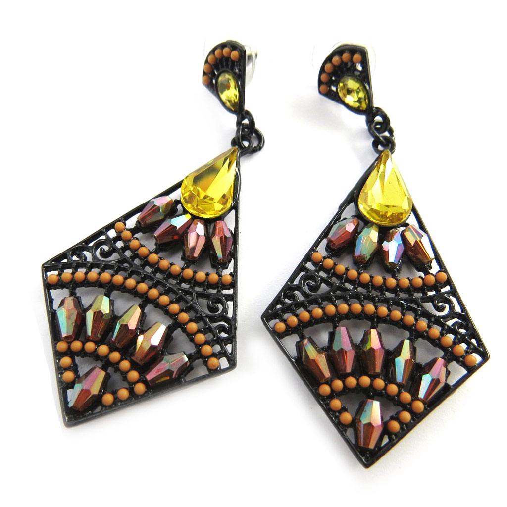 Les Trésors De Lily [M8224] - Дизайнерские серьги "Сисси" желто-коричневые