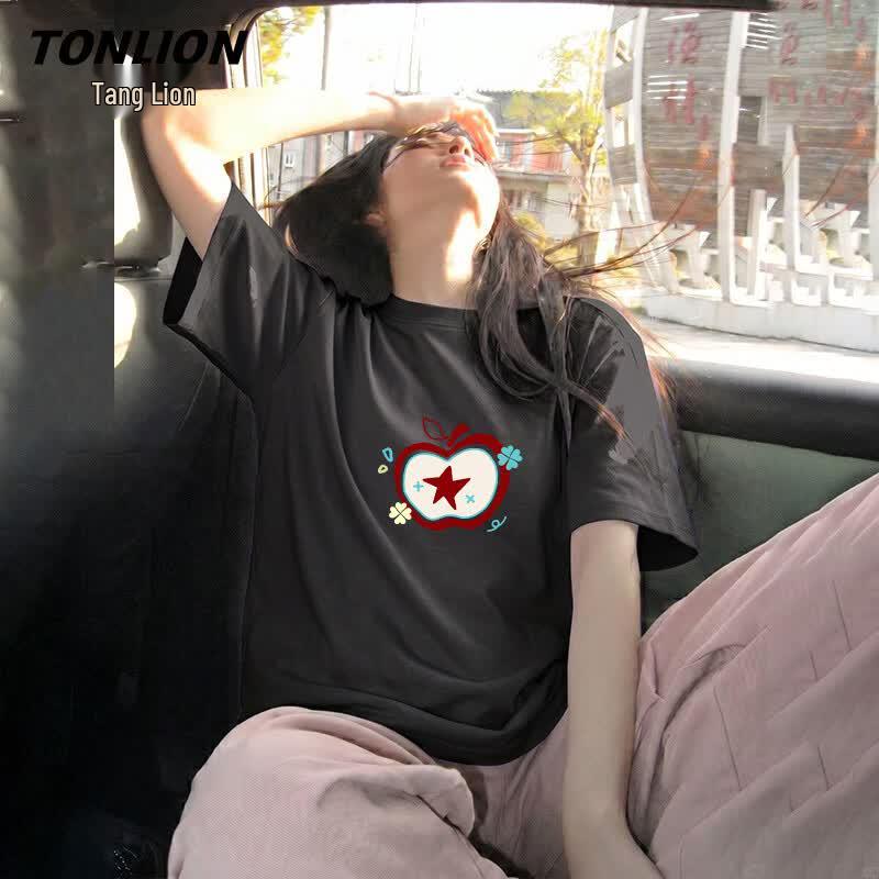Женская хлопковая футболка TonLion с принтом фруктов