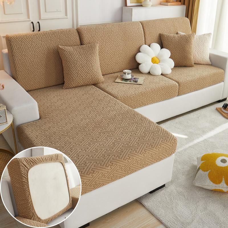 Плюшевый чехол на сиденье дивана для гостиной, бархатная подушка, эластичный угловой диван, 1/2/3/4-местный комплект однотонных чехлов