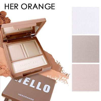 HER ORANGE~Трехцветная универсальная палитра для мелирования и растушевки Matte Nose Shadow Shadow Powder Женская повседневная теплая серо-коричневая палитра теней