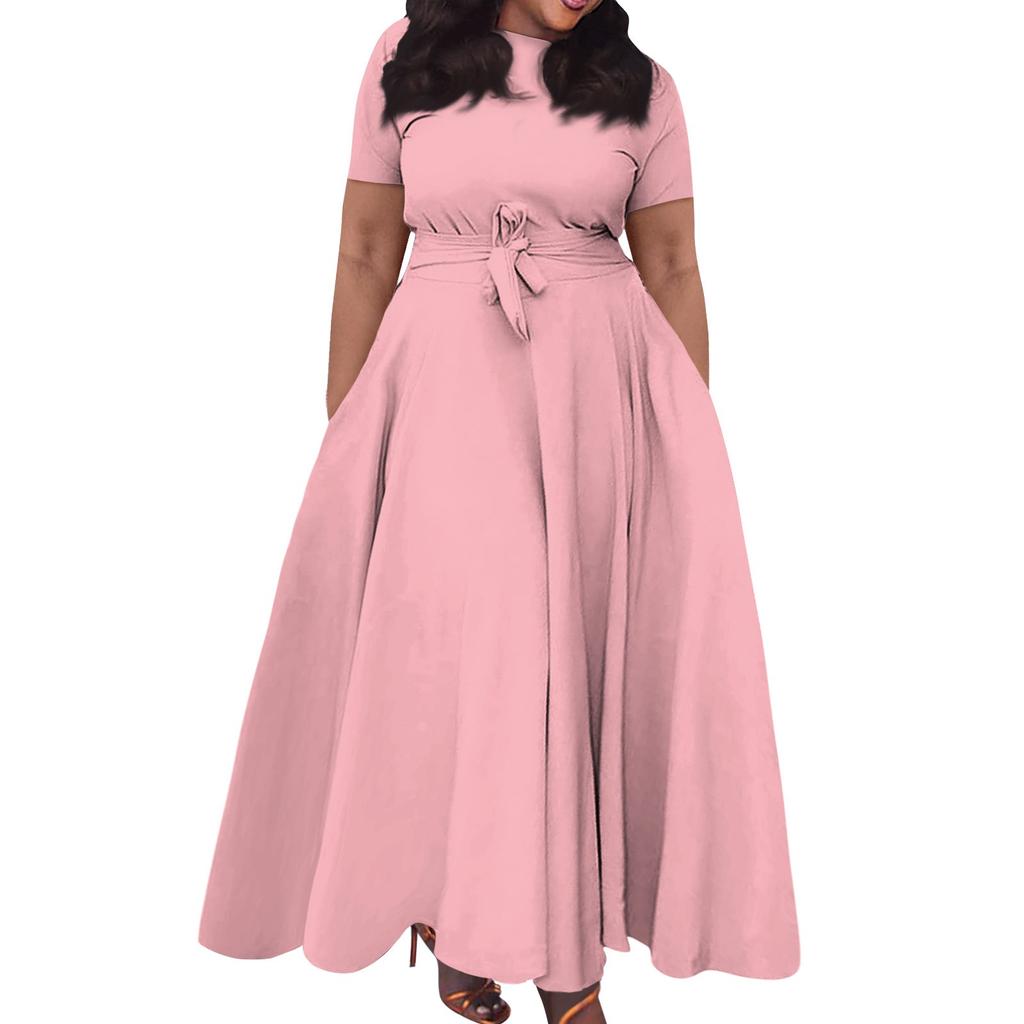 Женское повседневное модное свободное платье большого размера с круглым вырезом и короткими рукавами на бретелях