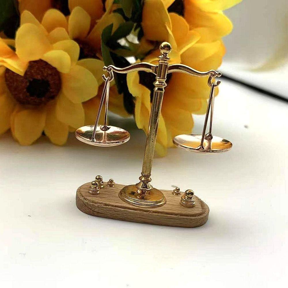 Mini Balance Toy Model Antique Justice Scale Model Classic Simulation Balance Scale Pretend Play