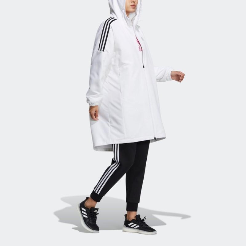 adidas Спортивная тренировочная куртка с капюшоном на флисовой подкладке Белая HG1848