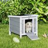 Small Animal Hutch Small Animal House with Ramp Wood Grey