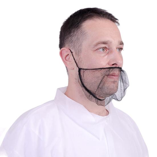 Yousheng 100Pcs Disposable Nylon Beard Net Breathable Heavy Duty Elastic Band Food Service Cooking Black Men Beard Guard Protector Mesh Cover