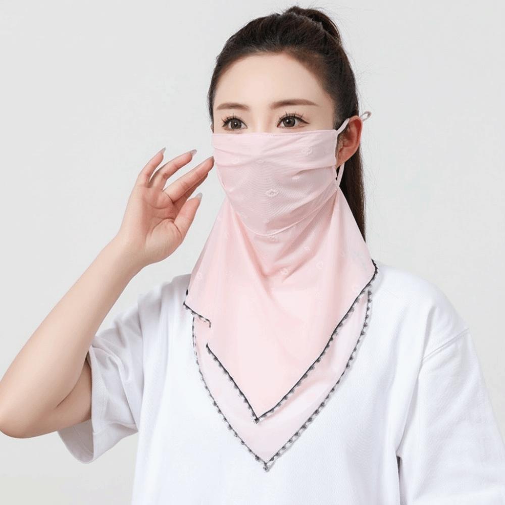 Fashion Elastic Ice Silk Mask Thin Face Shield Triangular Scarf Neck Wrap Cover Breathable Sunscreen Veil Fishing