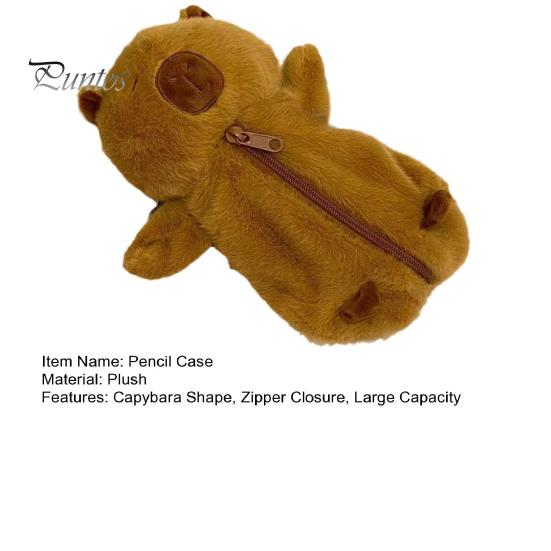 Capybara Shape Pencil Case Large Capacity Zipper Closure Plush Pencil Pouch Kids Friends Classmates Multi-Functional Bag