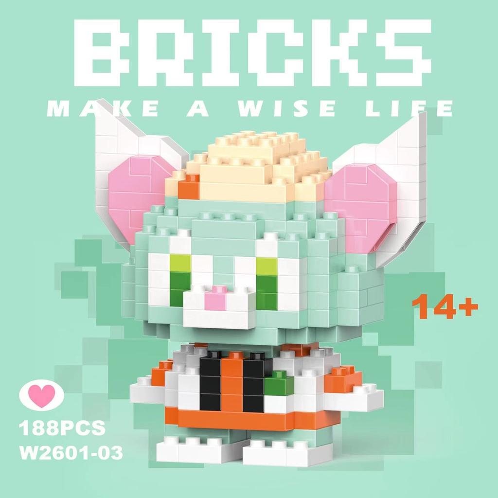 No Box  6Cm High Building Blocks Stitch Kawaii Mini Desktop Ornaments Youth Toys Room Decoration Anime Cartoon Halloween