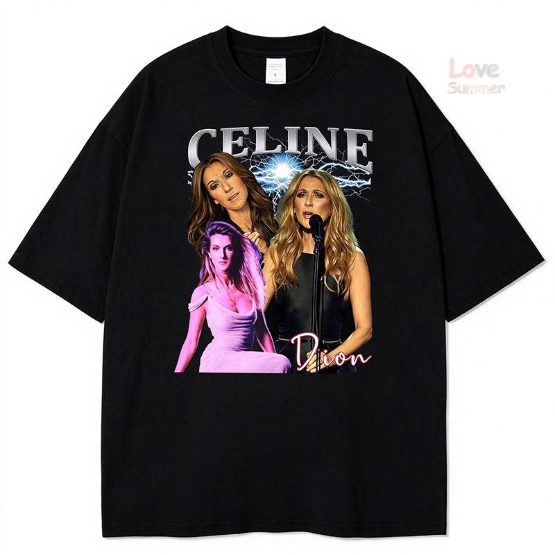 Celine Dion Printed T-shirt 3XL A Trendy Unisex Short-sleeved Shirt Suitable for Both Men Women Short-sleeved