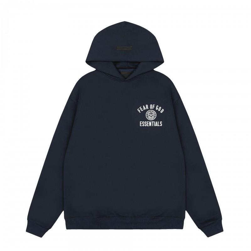 FOG ESSENTIALS Mens Hooded Sweatshirt Fleece Lined Letter Print Streetwear Casual Winter Top