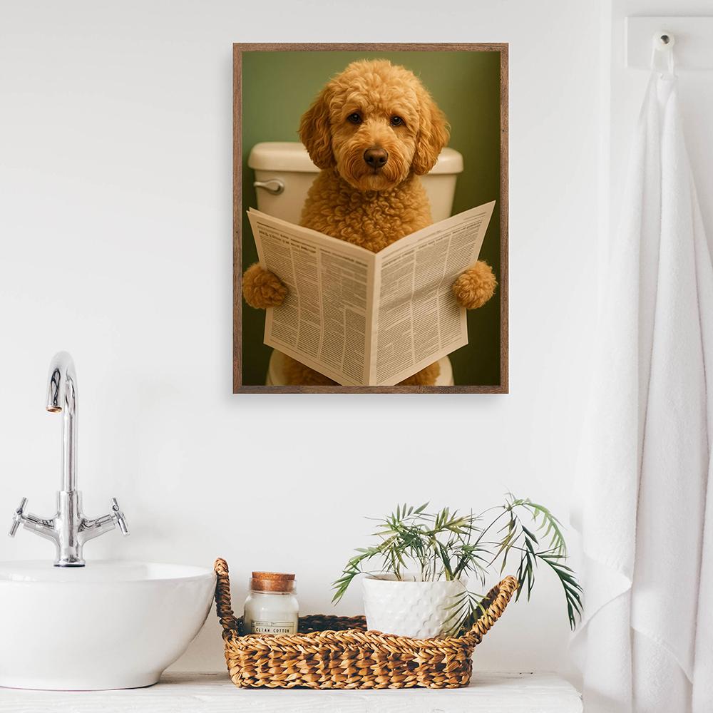 Cute Dog in the Toilet Funny Animal Bathroom Posters Prints Canvas Painting Modern Wall Art Pictures Shower Home Decor