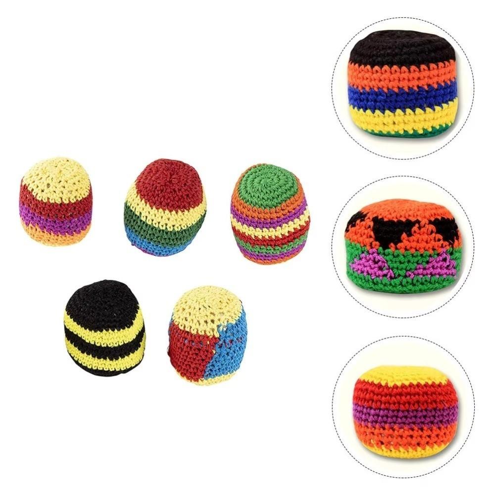 1/3/6/12Pcs Geometric Pattern Handmade Knitted Footbag Sack Durable Crochet Kick Sack Outdoor Toy