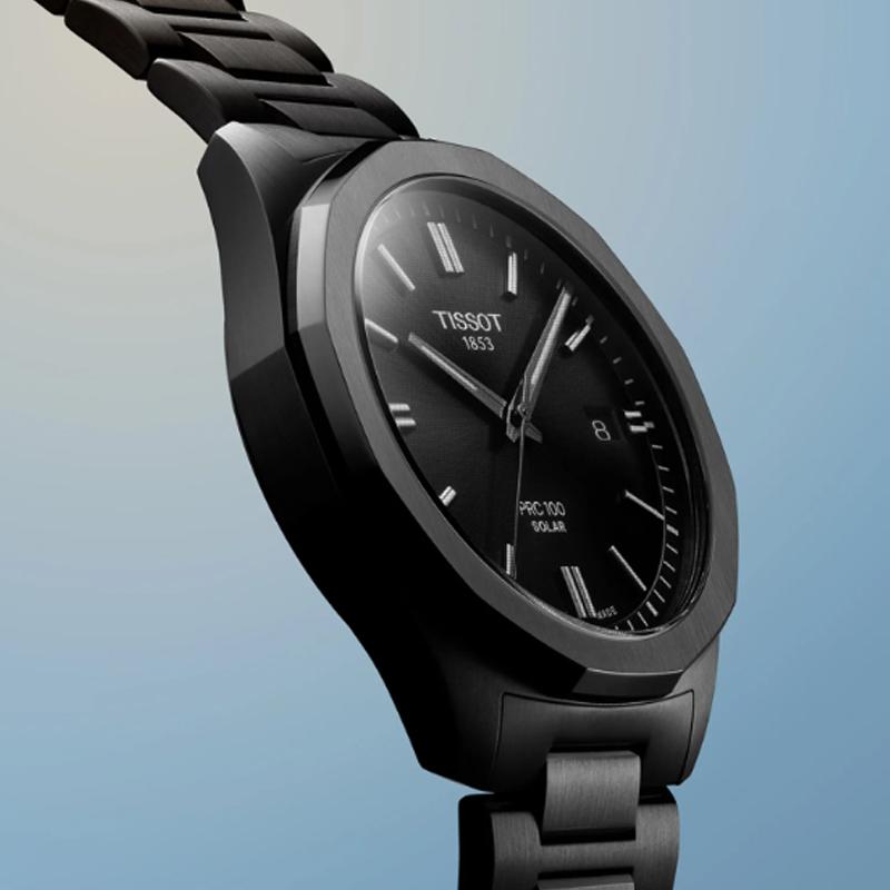 Tissot PRC100 Солнечный кварцевый механизм Мужские часы Часы 39 мм Черный циферблат T151.422.33.051.00