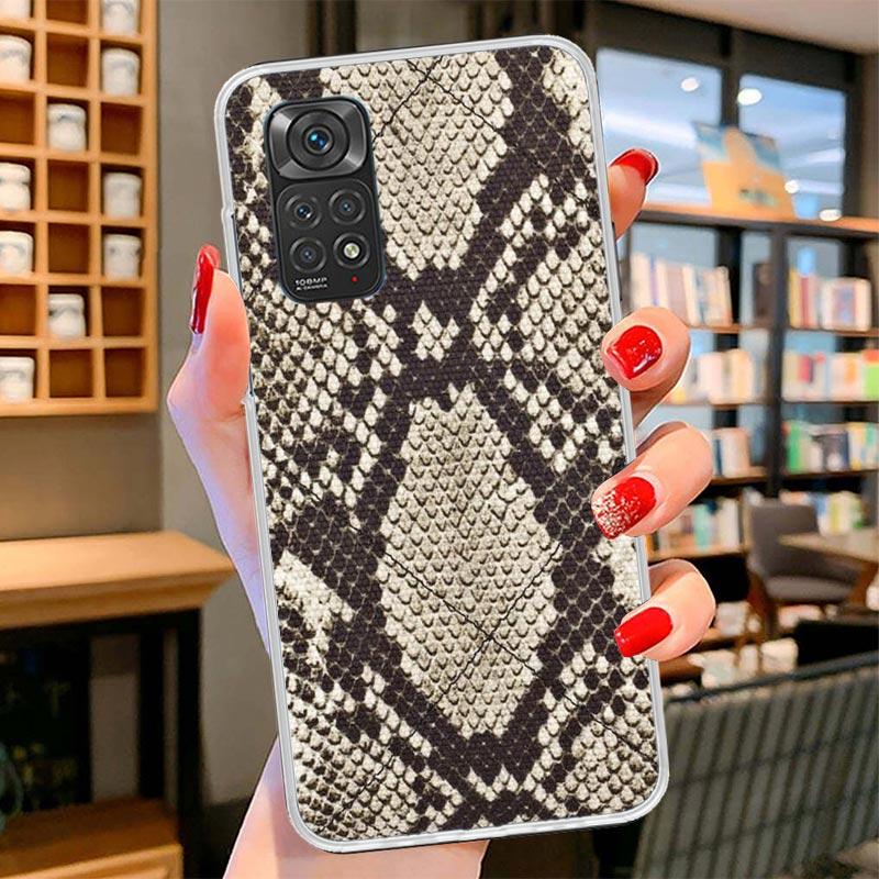 Pink Snake Skin Printing Drawing Cover Phone Case For Xiaomi Redmi Note 15 14 13 12 11 10 Pro Plus 14S 12S 11S 11T 11E 10S Soft