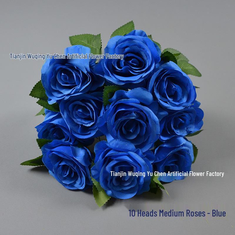 10-Head French Rose Bouquet: Wedding & Home Decor Flowers
