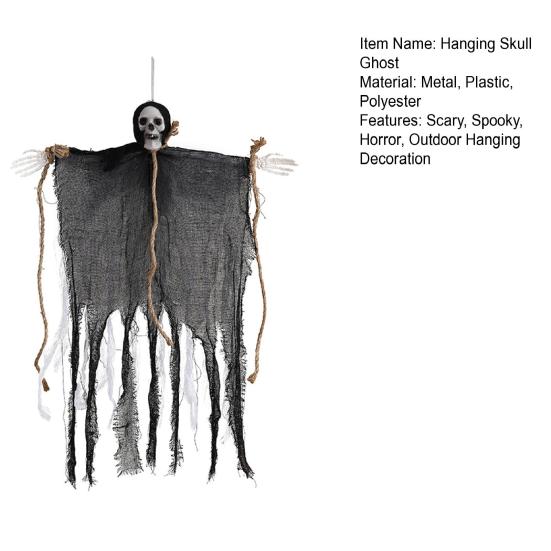 Хэллоуин Подвесной Скелет Призрак Уличный Большой Страшный Мрачный Жнец Жуткий Летающий Призрак Череп для Двора Сада Украшение Дома с Привидениями