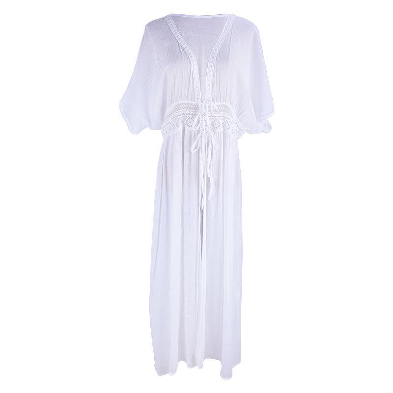 Современный европейский/американский кружевной пляжный кардиган - женская свободная солнцезащитная куртка-бикини