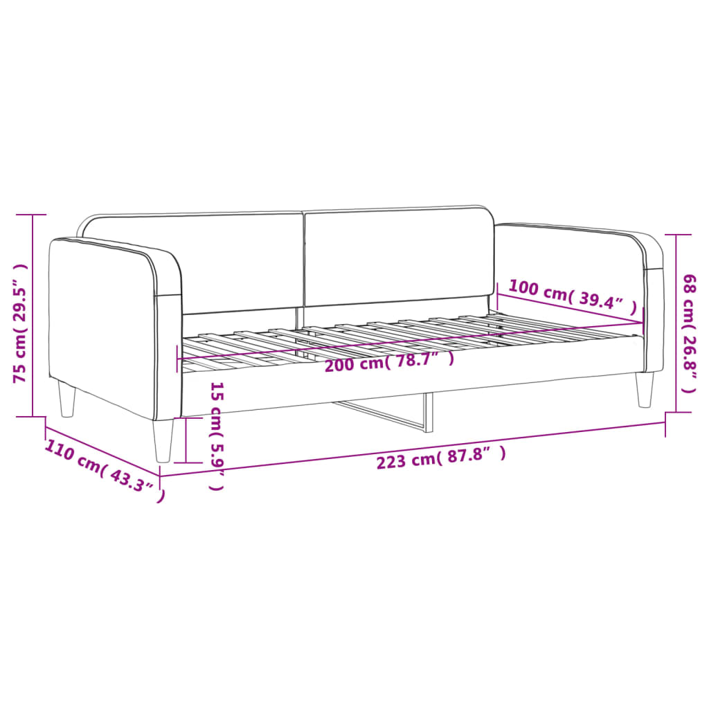 Daybed Cream 100x200 cm Fabric