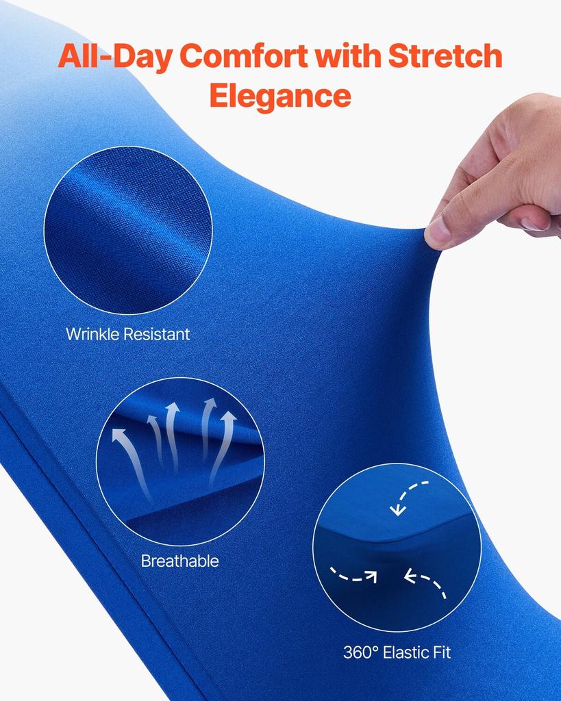 50 Pcs Royal Blue Chair Covers, Polyester Spandex Chair Cover, Stretch Slipcovers for Wedding Party Dining Banquet Flat-Front Chair Covers, Fits Chair