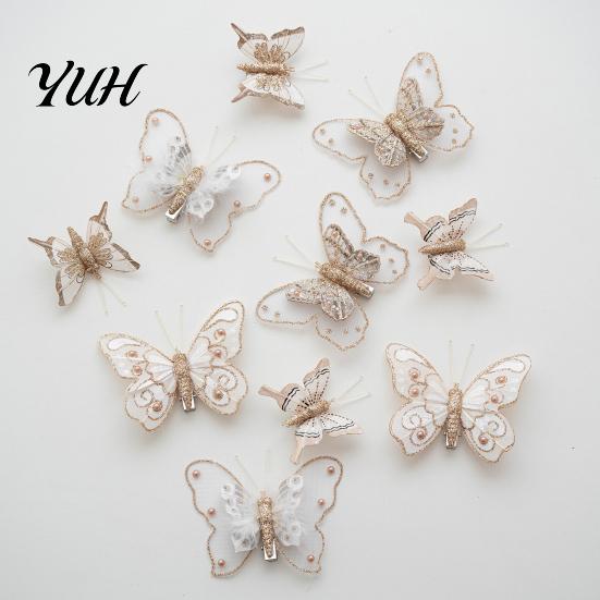 Wedding Holiday Butterfly Decor 1 Set Glitter Christmas Ornament, Double Layer Sequins Artificial for Hanging Tree, Festive Home Decoration