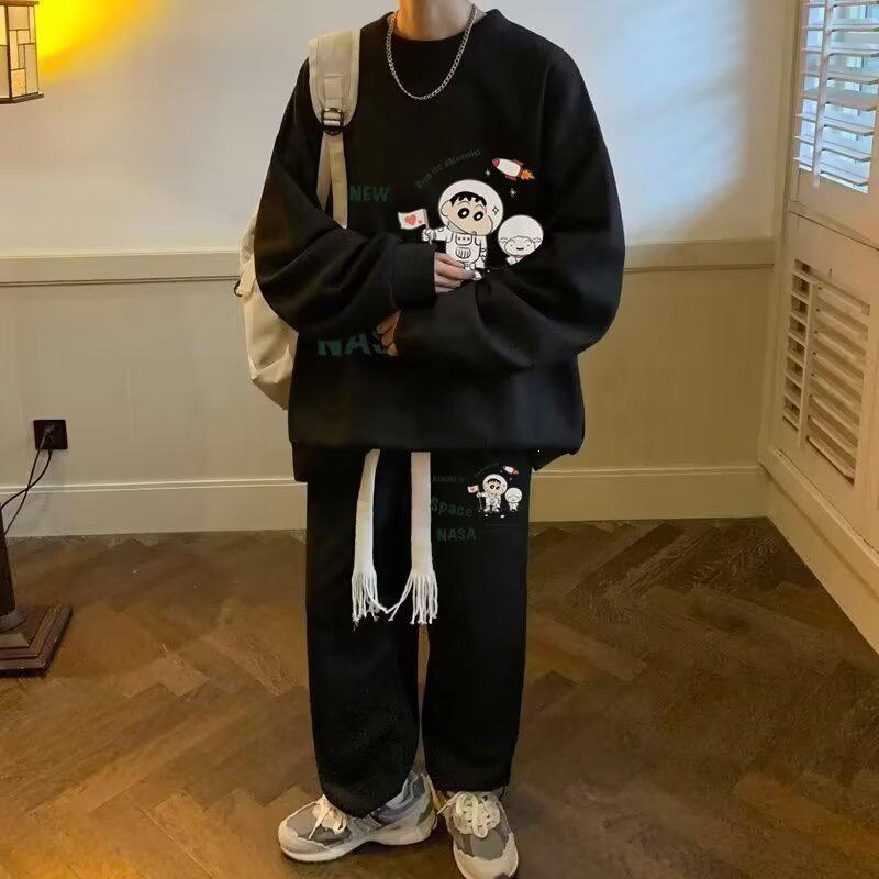 Harajuku Trendy Sporty Casual Men's Hoodie and Pants Two-Piece Set
