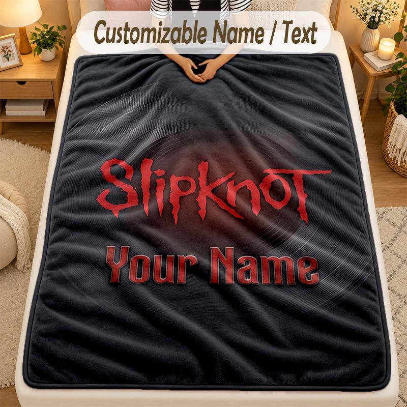 Фланелевое одеялоSlipknot Имя Текст Персонализированное Мягкое Теплое Плед Декор Дома Подарок