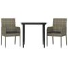 VidaXL 3pcs Garden Dining Set with Black and Grey Cushions, Dining Set, Dining Set 3185149