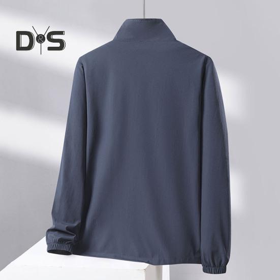 Мужская и женская солнцезащитная куртка с воротником-стойкой и длинным рукавом, однотонная застежка-молния, солнцезащитная одежда из ледяного шелка