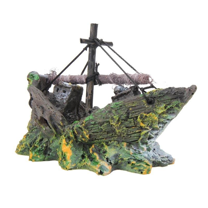 Landscape Pirate Ship Shipwreck Aquarium Fish Tank Decoration Retro Resin Design Ship Aquarium Accessories Home Decoration