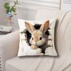 2D Effect Easter Bunny Pillow Cover Cute Peeking Rabbit Print Soft Cozy For Sofa Bed Living Room Spring Easter Decor Gifts