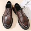 2025 осень новая кожаная мужская обувь Брок модельная кожаная обувь коричневая британский стиль увеличивающая рост деловая кожаная обувь мужская