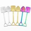 Dinnerware Gold Retro Shovel Flat Coffee Tea Ice Cream Spoons Gift Creative Bar Stainless Steel 304 Dessert Spoon Set Housewares