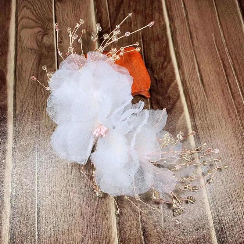 Lace Bride Hair Band Wedding Hair Accessories Yarn Flower Bride Headband Hair Ornaments Women Headband