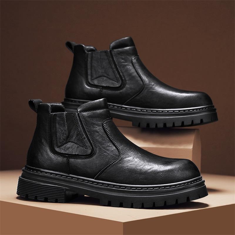 Golden Sapling Высококачественные Ретро Мужские Мотоциклетные Ботинки Новые Ботинки из Микрофибры Мужские Ботинки Уличные На Толстой Подошве Слипоны