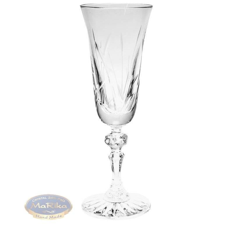 Crystal champagne glasses 150ml Frozen Leaf