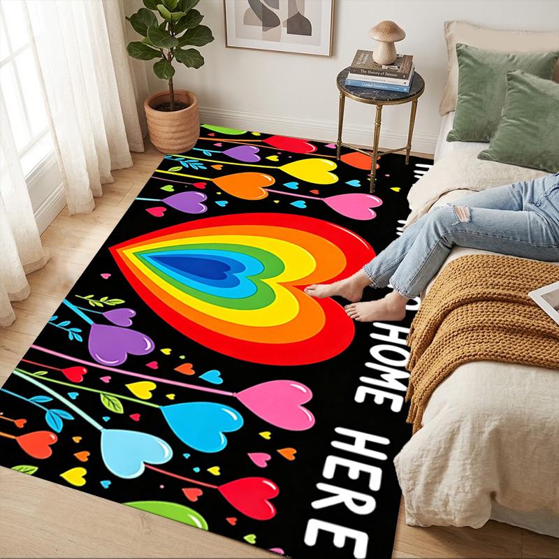 Rainbow Hearts Living Room Nonslip Area Rug Soft Carpet For Bedroom Game Playroom Sofa Office Home Decor Doormat Christmas Gift C926864