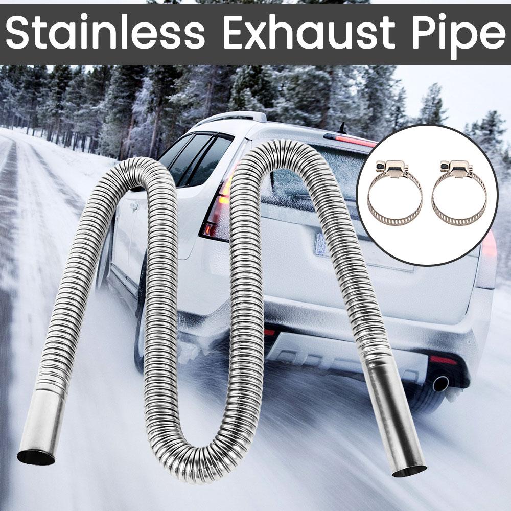 120/200CM Air Diesel Parking Heater Stainless Steel Exhaust Pipe Tube Gas Vent Hose Car Truck VAN with 2 Exhaust Clamp