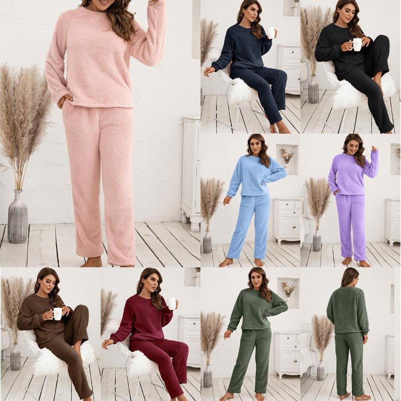 Plus Size Sweatshirt Pant Suit Loose Casual Homewear Double-sided Plush Two-piece Set