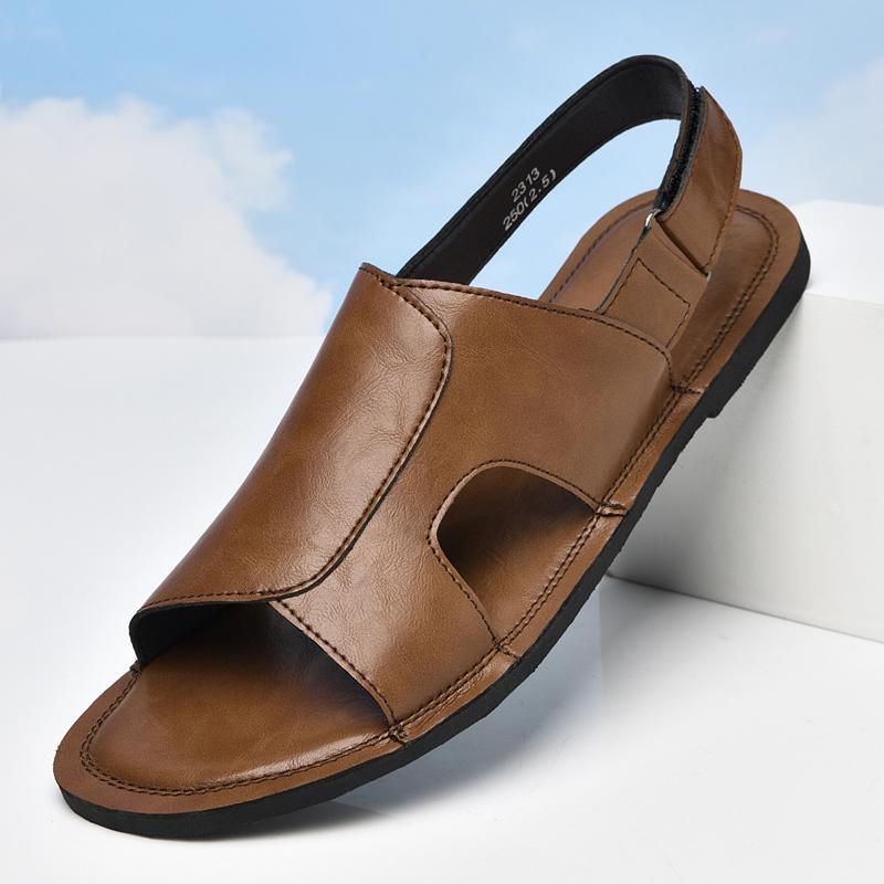 Мода Новая Мода Полые Мужские Сандалии Лето Мужская Повседневная Обувь Нескользящая Платформа Пляжные Кроссовки Новые Повседневные Кожаные Сандалии Мужские Шлепанцы