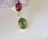 Natural Pink-Green Tourmaline Gemstone 925 Sterling Silver Pendant 1.1", Gift