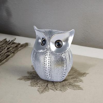 Современная стильная художественная фигурка Lucky Owl из смолы (Серебряный), 1 кусок