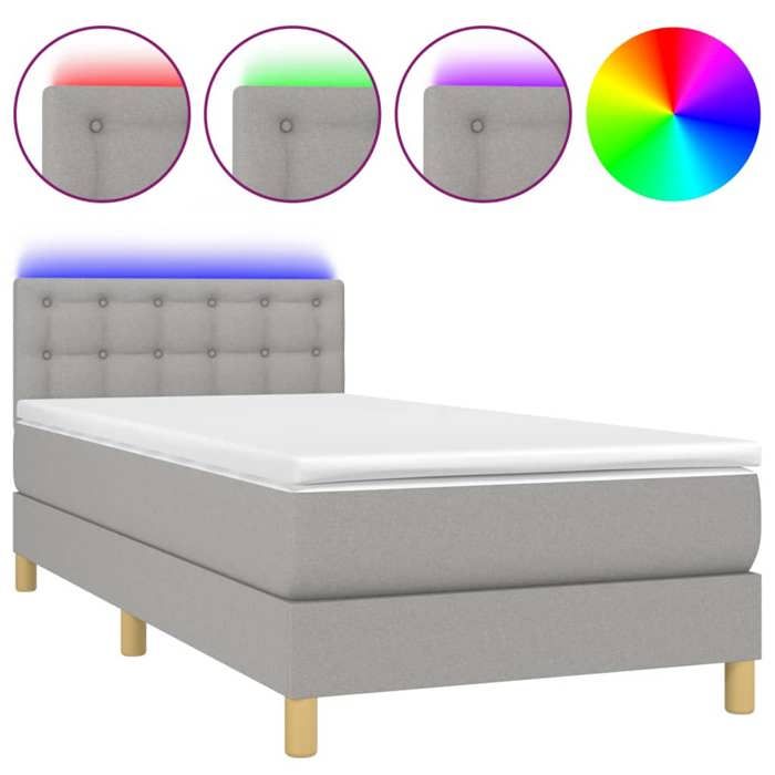 Maison Exclusive - Sommier à lattes de lit avec matelas et LED Gris clair 90x190cm
